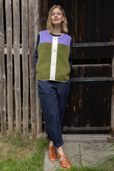 Daneteckel Fleece Vest Light Olive Dark  Wine