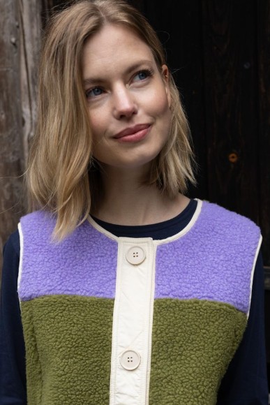 Daneteckel Fleece Vest Light Olive Dark  Wine