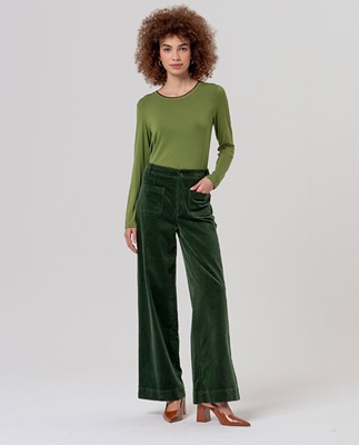 Wide Pants With Patch Pockets Khaki