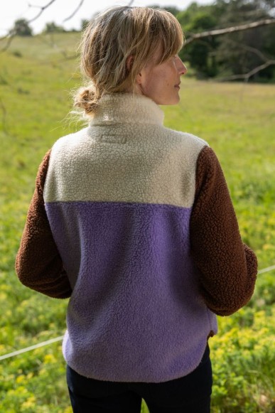 Danebirk Fleece Zip Up Light Lilac Light Beige Dark Wine