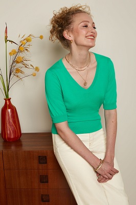 Agnes V Puff Top Cottonclub Delphinium Green