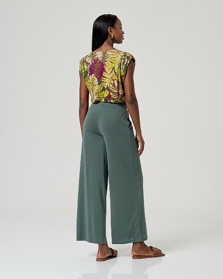 Wide Leg Pants Bottle Green