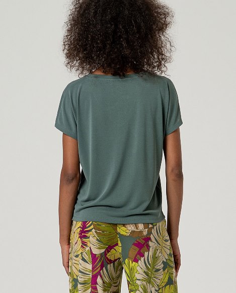 Sleeveless V neck T shirt Bottle Green