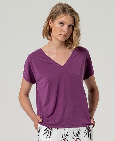 Sleeveless V Neck T Shirt Purple