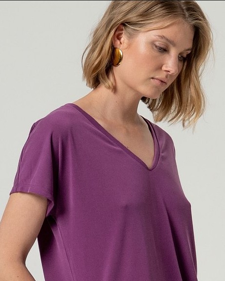 Sleeveless V Neck T Shirt Purple