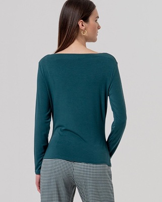 Boat Neck T-Shirt Bottle Green