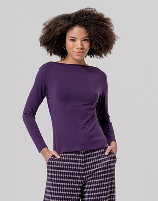 Boat Neck T-Shirt Purple
