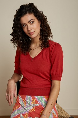 Agnes V Puff Top Cottonclub Sienna Red