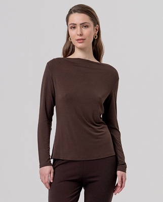 Boat Neck T-Shirt Chocolate