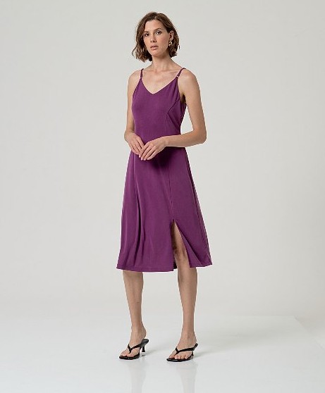 Strap Dress With Slit Purple