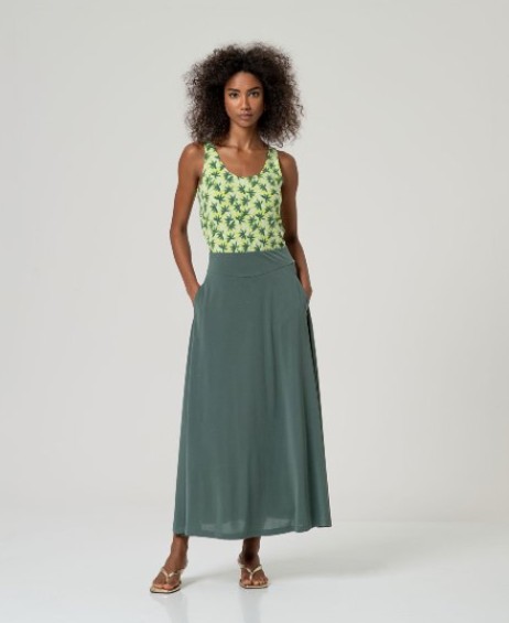 Maxi Skirt Bottle Green
