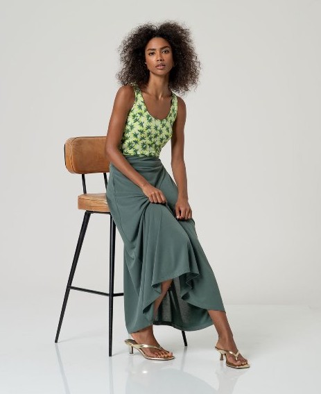 Maxi Skirt Bottle Green