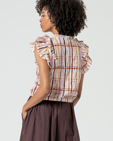 Blouse With Ruffles On Sleeves And Cord Multi