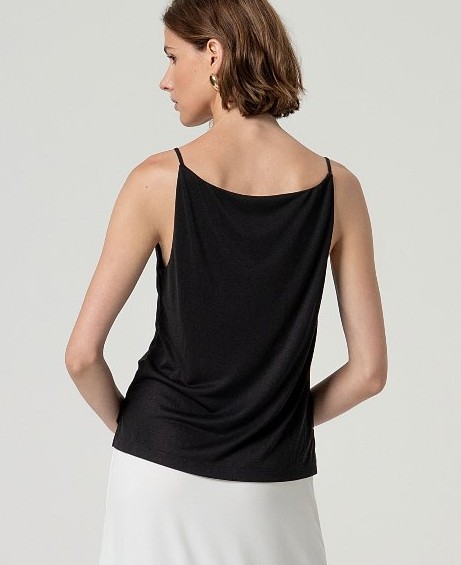 V Neck Strap Top Black