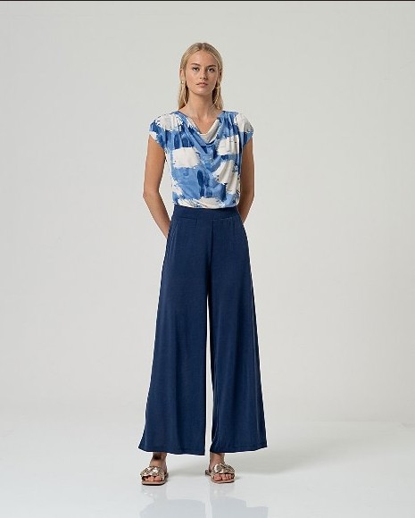 Wide Leg Pants Navy Blue
