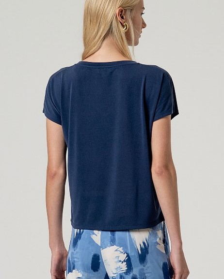 Sleeveless V Neck T Shirt Navy Blue