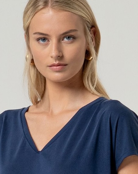 Sleeveless V Neck T Shirt Navy Blue