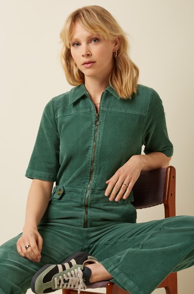 Garbo Zip Jumpsuit Corduroy Matcha green