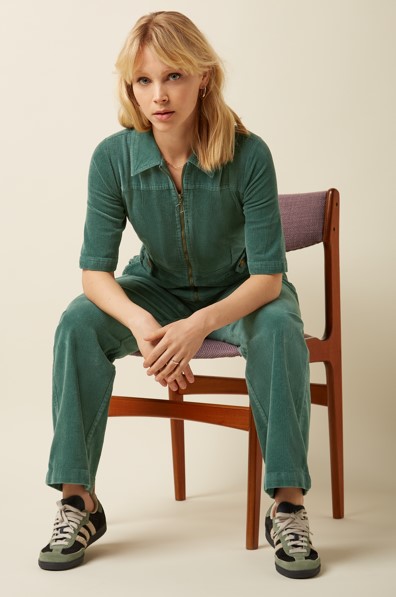 Garbo Zip Jumpsuit Corduroy Matcha green