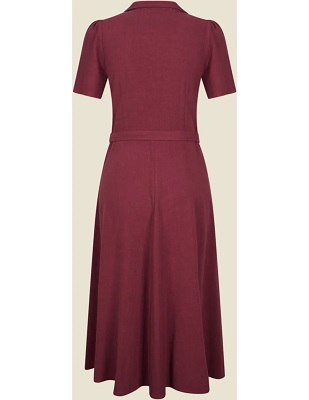 Revers Dress Midi Linnen Priorat Red