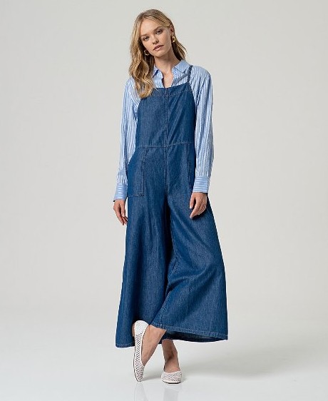 Denim Strap Jumpsuit Blue