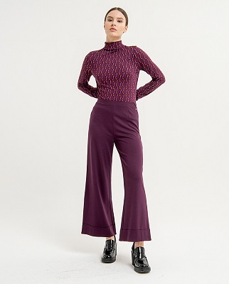 Wide Pants With Turn Up Hem Purple