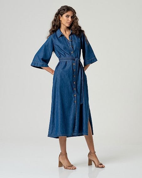 Long Shirt Dress denim Blue