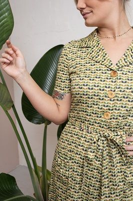 Revers Dress Midi Miyako Green