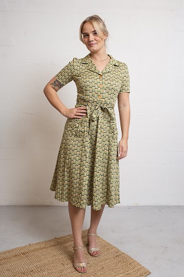 Revers Dress Midi Miyako Green