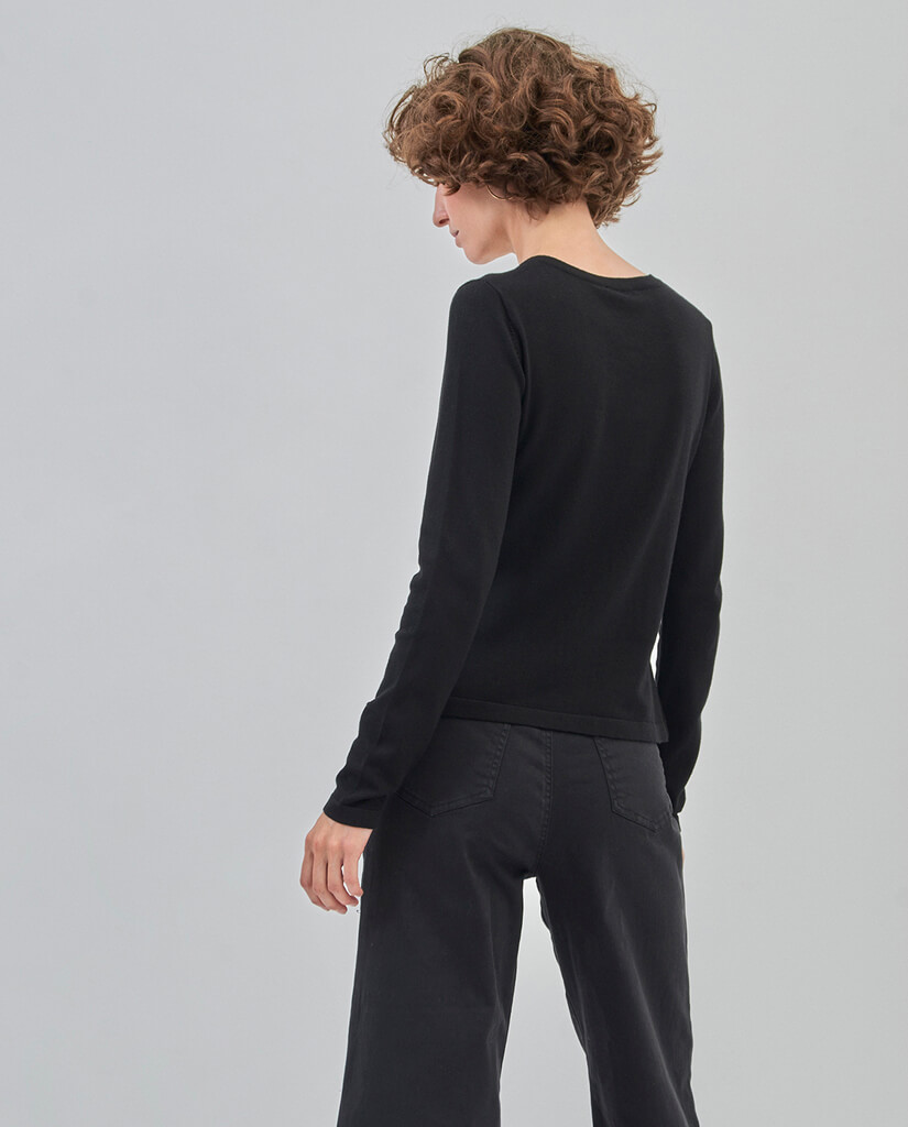 Rounded Neckline Jacket Black