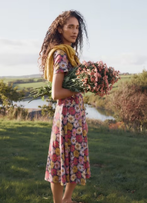 April Dress Regular Painted Asters Maritime