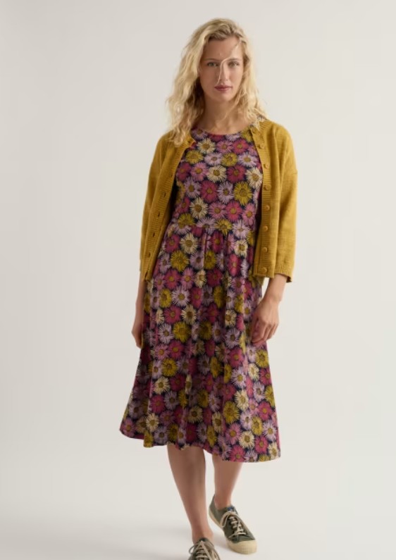 April Dress Regular Painted Asters Maritime