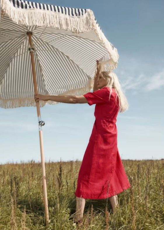 Grass Wave Dress Regular Boat Red