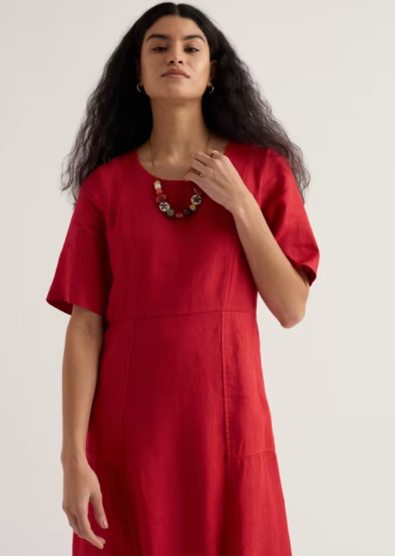 Grass Wave Dress Regular Boat Red