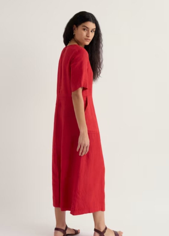 Grass Wave Dress Regular Boat Red