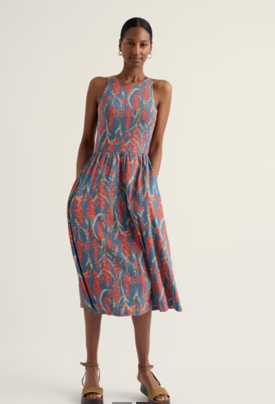 Porthmeor Wave Dress Red Hot Poker Dust