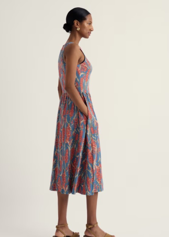 Porthmeor Wave Dress Red Hot Poker Dust
