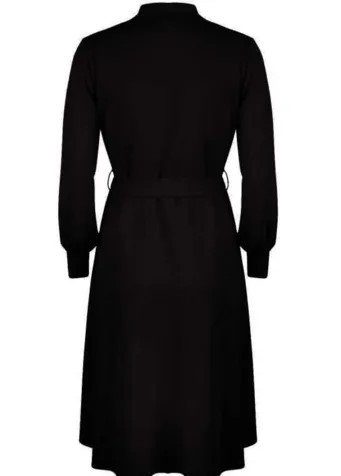 Cross Over Dress Long Sleeve Jersey Crepe Black