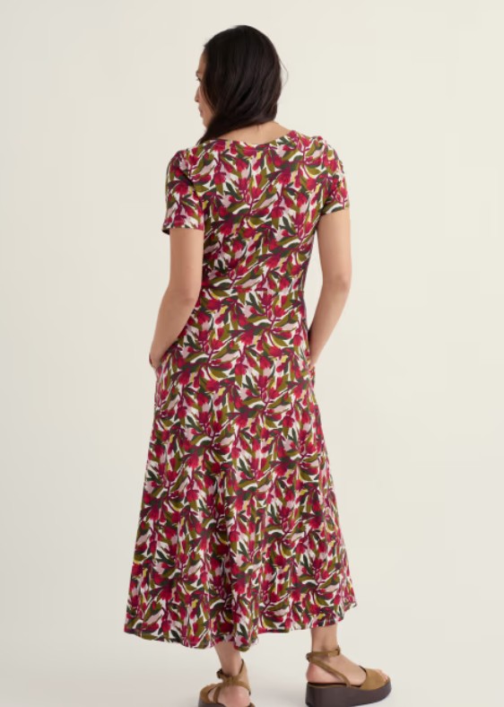 Veronica Dress Abstract Protea Chalk