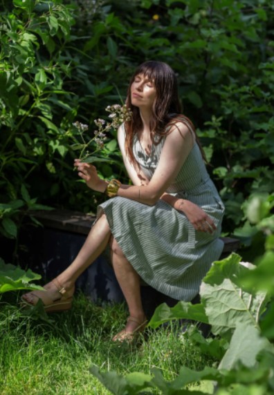 Donna Dress Linen Stripe Olive