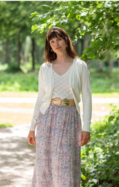 Lucia V Neck Cardigan Ecru