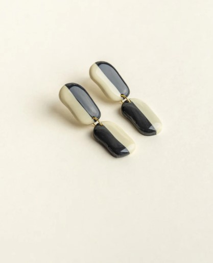 Earrings Florence Antraciet / Ivory
