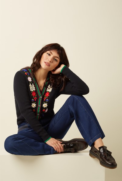 V Rib Cardi Perry Black