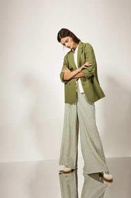 Selby Trousers Green Stripes