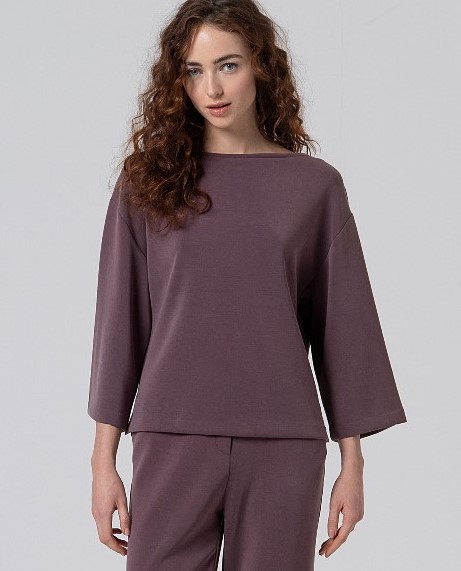 Wide Sleeve Boatneck T-shirt Bleuberry