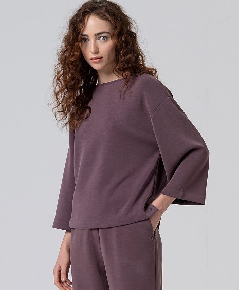 Wide Sleeve Boatneck T-shirt Bleuberry