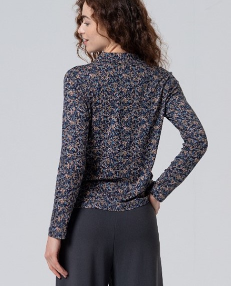 Smoked Collar Blouse Blue
