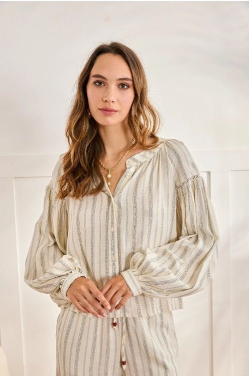 Blouse Roundneck printed With Stripes