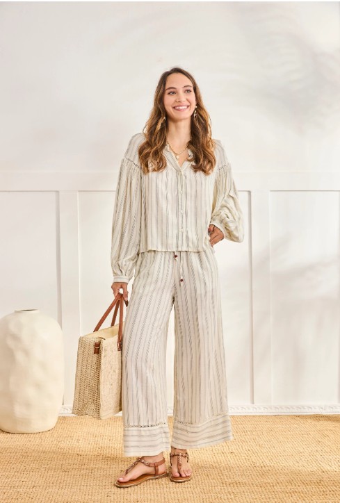 Blouse Roundneck printed With Stripes