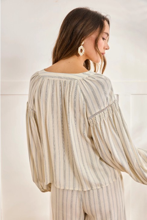 Blouse Roundneck printed With Stripes